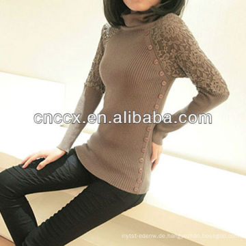 12STC0656 lacework Rollkragenpullover Frauen Pullover